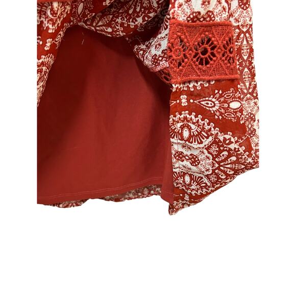 As U Wish 3/4 Sleeve V Neck Eyelet Pullover Top Red Women's Size Large - Picture 7 of 11
